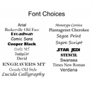 font choices