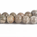 8mm round fossil stone beads