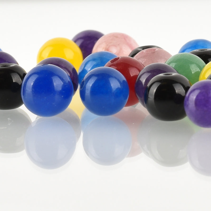 50 Polished Round MIXED AGATE Beads  8mm   gag0010