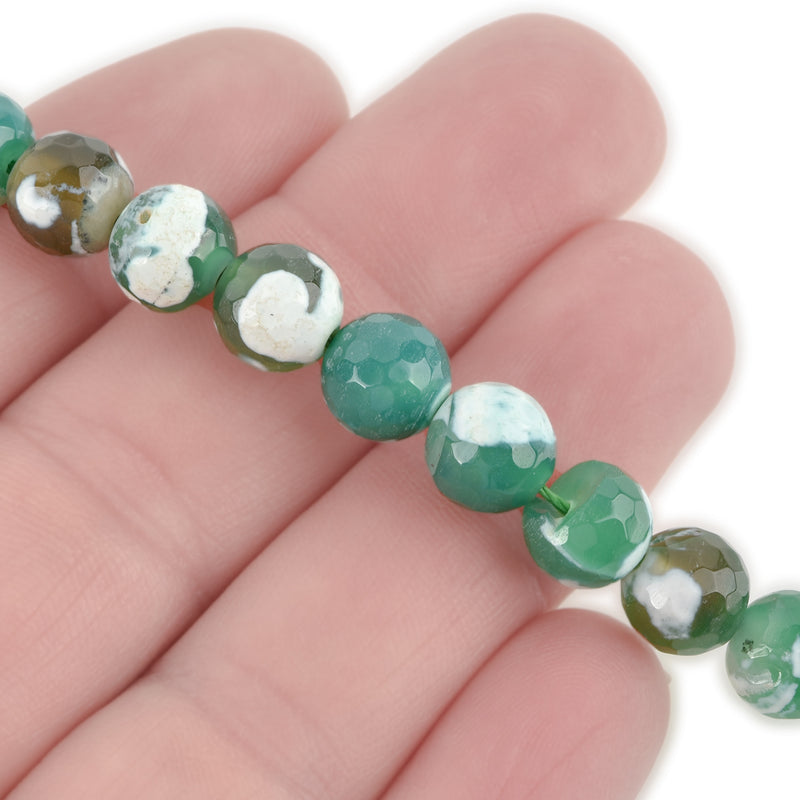 8mm Round FACETED Green EMERALD CITY Agate Beads, full strand  Natural Gemstones  gag0019