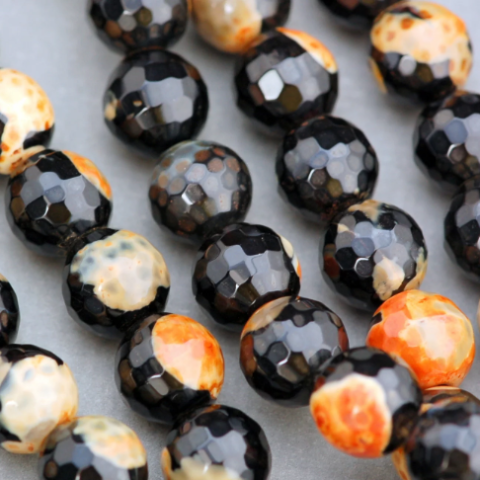 8mm MIDNIGHT HARVEST Agate Beads Round Faceted full strand Natural Gemstones gag0028