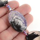 Half Strand Large Polished Dyed AGATE Oval Beads . 35x25mm gag0068