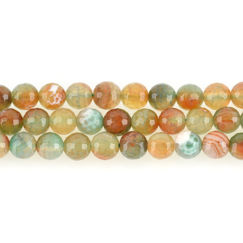 1 Strand Round Dyed FACETED Mixed Colors RED and GREEN Fire Agate Beads, 8mm  Natural Gemstones gag0087