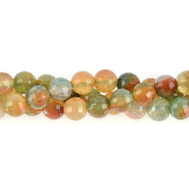 1 Strand Round Dyed FACETED Mixed Colors RED and GREEN Fire Agate Beads, 8mm  Natural Gemstones gag0087