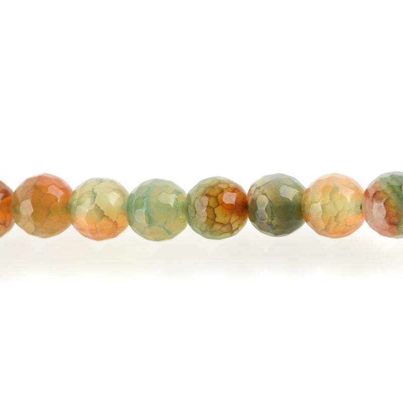 1 Strand Round Dyed FACETED Mixed Colors RED and GREEN Fire Agate Beads, 8mm  Natural Gemstones gag0087