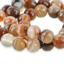 1 Strand Natural MUSHROOM BROWN AGATE Round Faceted Gemstone Beads  8mm, gag0123