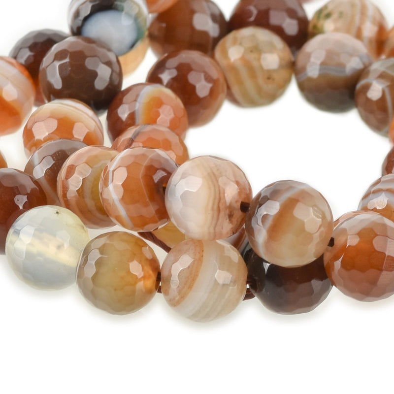 1 Strand Natural MUSHROOM BROWN AGATE Round Faceted Gemstone Beads  8mm, gag0123