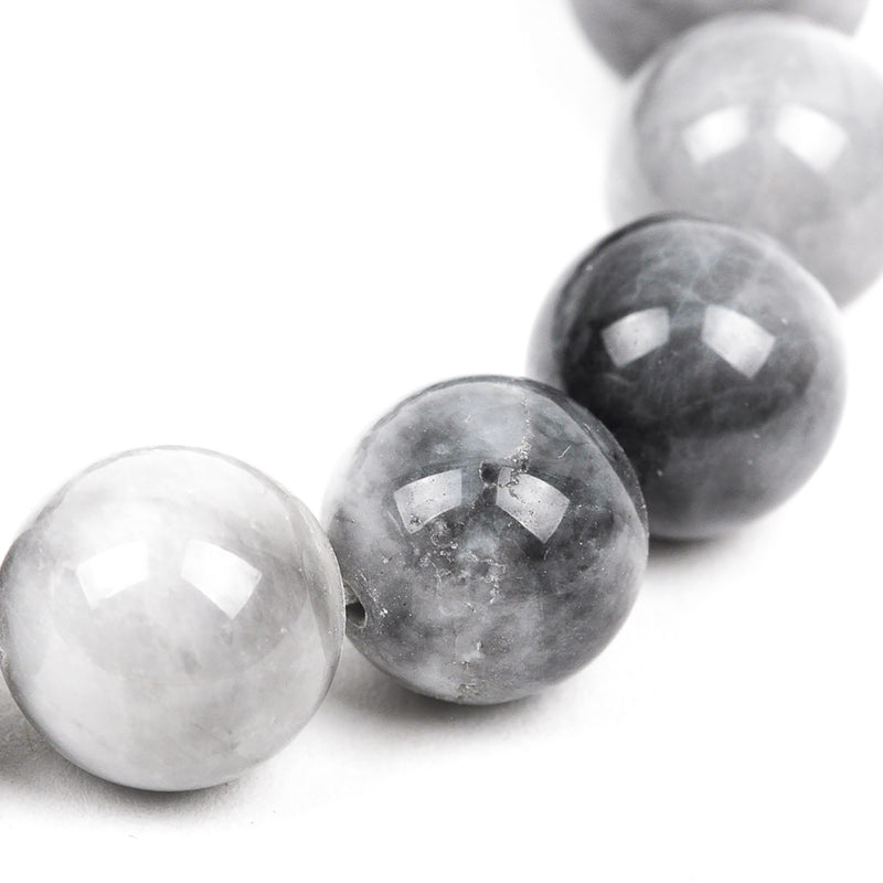 10mm HAWKS EYE AGATE Round Gemstone Beads, grey and white, natural gemstone, gag0193