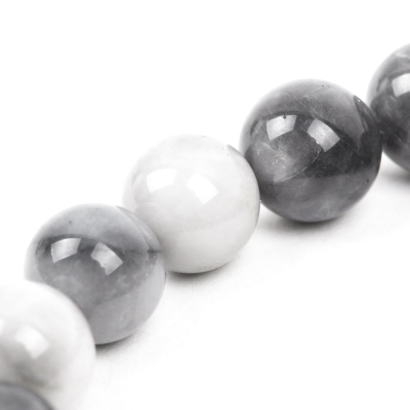 10mm HAWKS EYE AGATE Round Gemstone Beads, grey and white, natural gemstone, gag0193