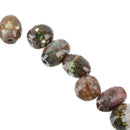 3 Large Faceted GRAY and GREEN AGATE Polished Drum Barrel Beads . 18x13mm . genuine gemstones gag0148