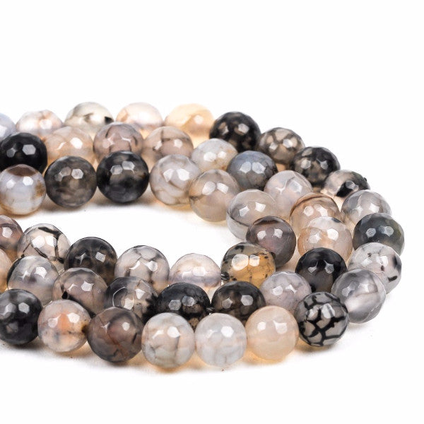 10mm Round WHITE CHOCOLATE AGATE Beads, faceted, full strand, about 38 beads, Natural Gemstones gag0359