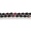 12x8mm Teardrop AGATE Gemstone Beads, black and hot pink, full strand, 33 faceted beads, gag0164