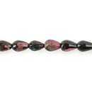 12x8mm Teardrop AGATE Gemstone Beads, black and hot pink, full strand, 33 faceted beads, gag0164