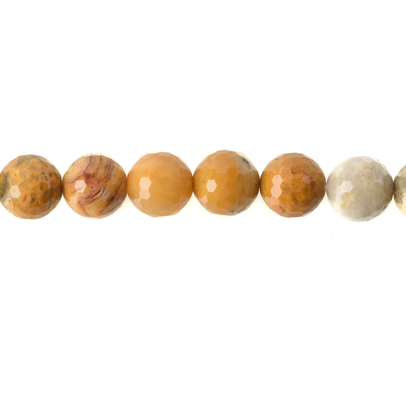 10mm CRAZY LACE AGATE Round Beads, golden yellow faceted gemstones, full strand, gag0210