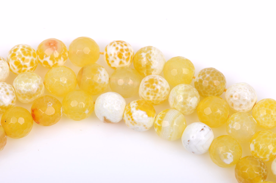 8mm YELLOW AGATE Round Beads, Agate Gemstone Beads, Faceted, full strand, 48 beads per strand, gag0223