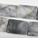 34x25mm HAWKS EYE AGATE Puffed Rectangle Gemstone Beads, grey and white, 12 beads, gag0304