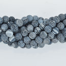 8mm DENIM BLUE Frosted Matte AGATE Round Beads, Natural Gemstone Beads, blue and white, full strand, about 47 beads, gag0310