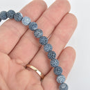 8mm DENIM BLUE Frosted Matte AGATE Round Beads, Natural Gemstone Beads, blue and white, full strand, about 47 beads, gag0310