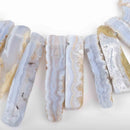 BLUE LACE AGATE Chalcedony Stick Beads, Top Drilled Gemstone, strand, 3/4" to 2" long, gag0325
