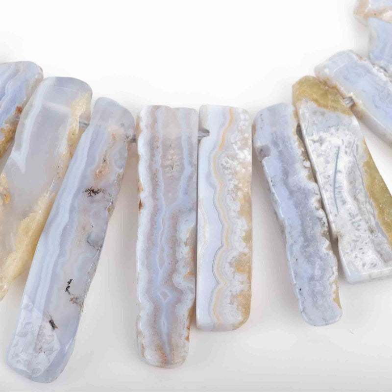 BLUE LACE AGATE Chalcedony Stick Beads, Top Drilled Gemstone, strand, 3/4" to 2" long, gag0325