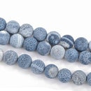 10mm DENIM BLUE Frosted AGATE Round Beads, Natural Gemstone Beads, blue and white, full strand, about 38 beads, gag0326