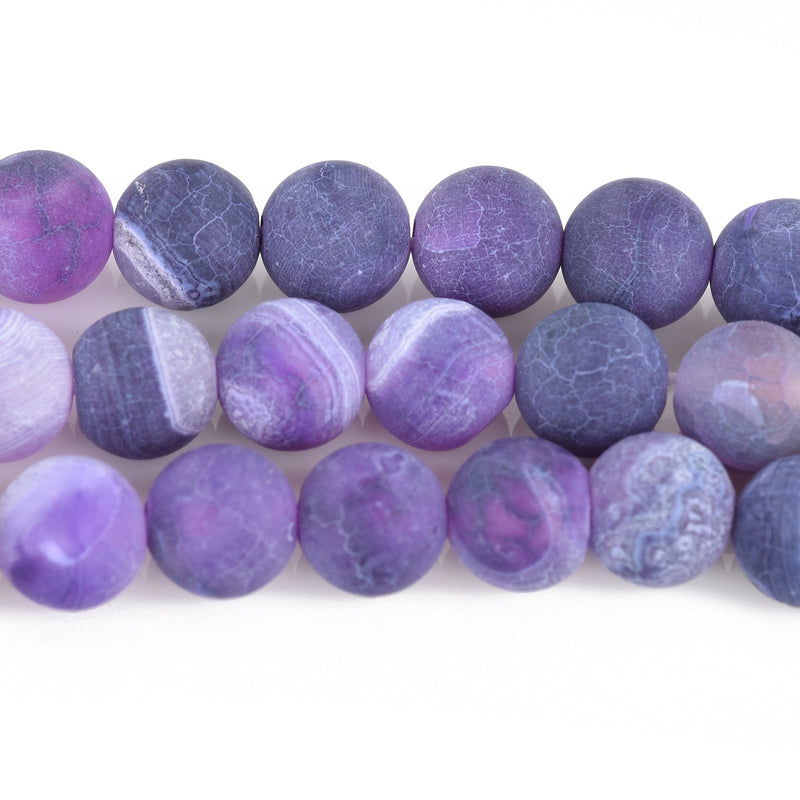 8mm purple matte agate gemstone beads