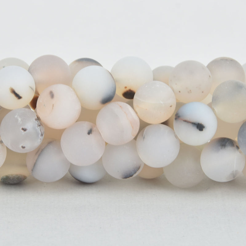 12mm WHITE CHOCOLATE AGATE Round Beads, frosted matte, non-faceted, full strand, Natural Gemstones, about 33 beads, gag0342