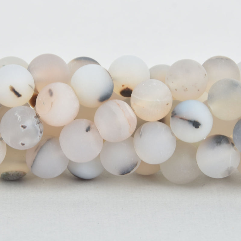 10mm WHITE CHOCOLATE AGATE Round Beads, frosted matte, non-faceted, full strand, Natural Gemstones, about 38 beads, gag0339