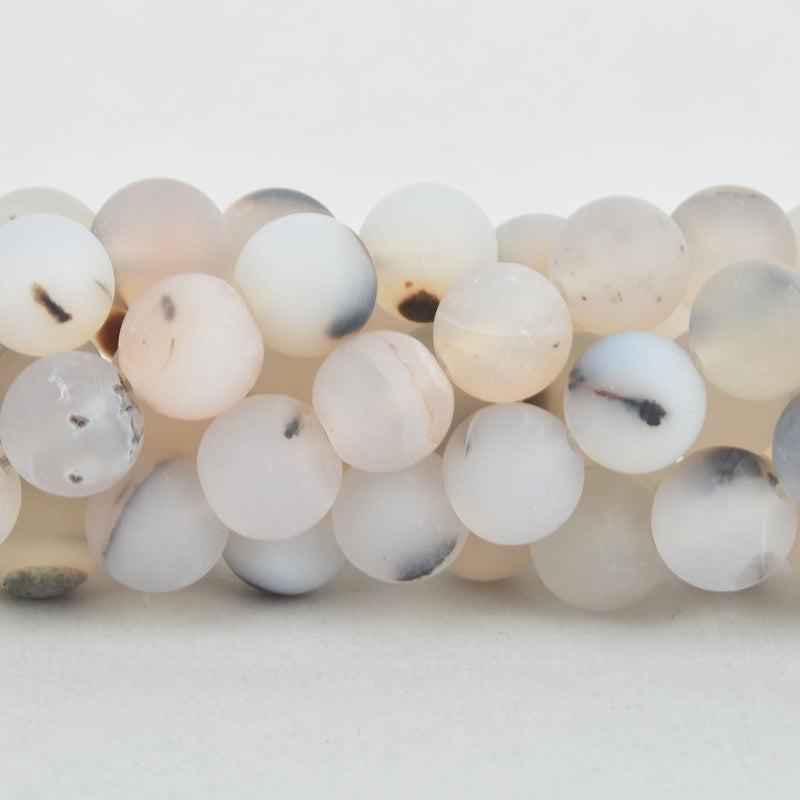 6mm WHITE CHOCOLATE AGATE Round Beads, frosted matte, full strand, 62 beads, gag0341