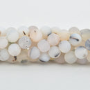 8mm WHITE CHOCOLATE AGATE Round Beads, frosted matte, non-faceted, full strand, Natural Gemstones, about 48 beads, gag0340