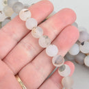 12mm WHITE CHOCOLATE AGATE Round Beads, frosted matte, non-faceted, full strand, Natural Gemstones, about 33 beads, gag0342