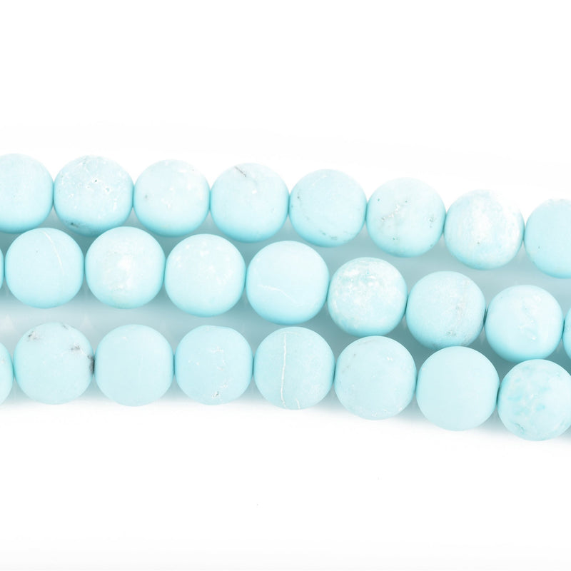 6mm BABY BLUE Frosted AGATE Round Beads, Matte Natural Gemstone Beads, light turquoise blue, full strand, about 62 beads, gag0351