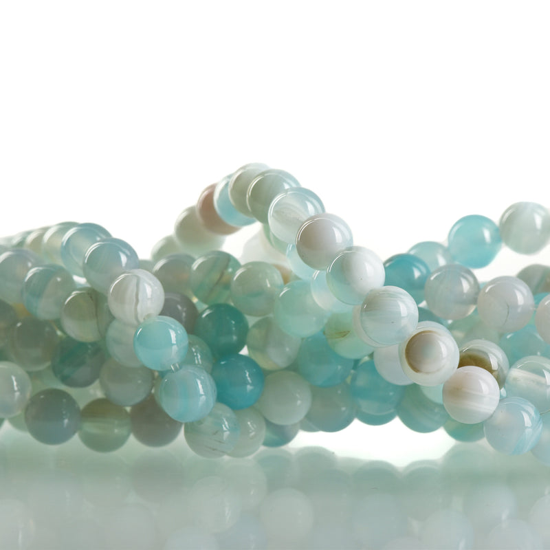 6mm Round BLUE GREEN AGATE Beads, smooth, full strand, 63 beads, gag0357