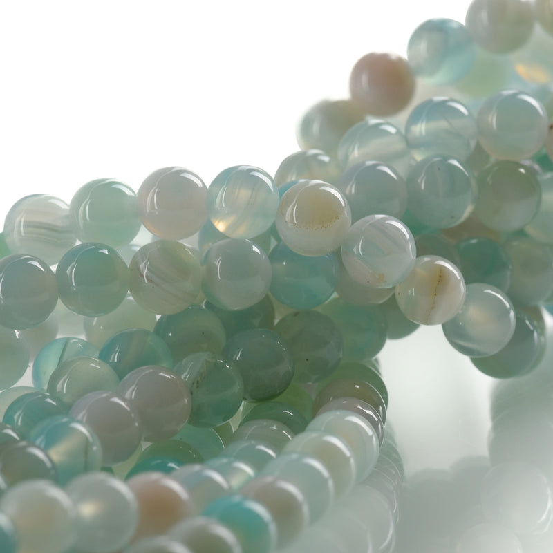 6mm Round BLUE GREEN AGATE Beads, smooth, full strand, 63 beads, gag0357