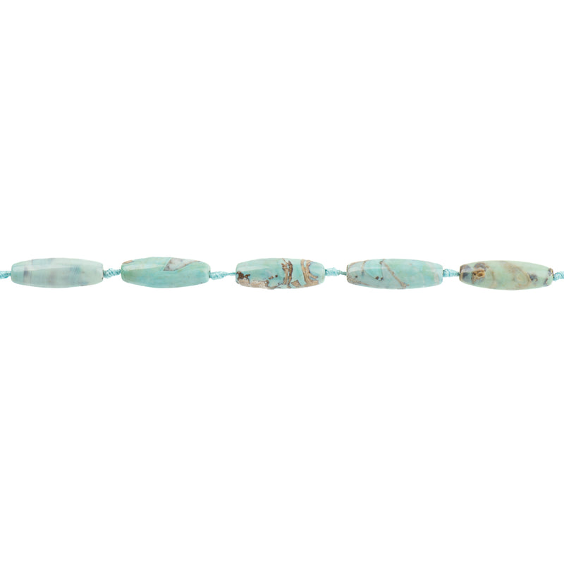 40mm Agate Beads, Spindle Oval ROBIN'S EGG BLUE Green Gemstone Beads, Smooth Beads, blue green, tan, full strand, 8 beads, gag0361