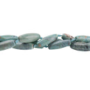 40mm Agate Beads, Spindle Oval ROBIN'S EGG BLUE Green Gemstone Beads, Smooth Beads, blue green, tan, full strand, 8 beads, gag0361