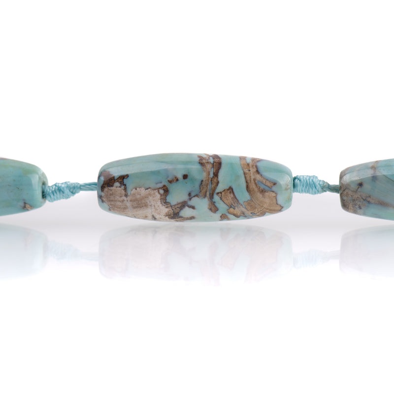 40mm Agate Beads, Spindle Oval ROBIN'S EGG BLUE Green Gemstone Beads, Smooth Beads, blue green, tan, full strand, 8 beads, gag0361