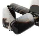 40x25mm Brazilian AGATE Rectangle Beads, Natural Gemstones, black white tan, full strand, 5 beads, gag0362