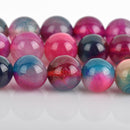 10mm round agate beads, pink blue white purple green