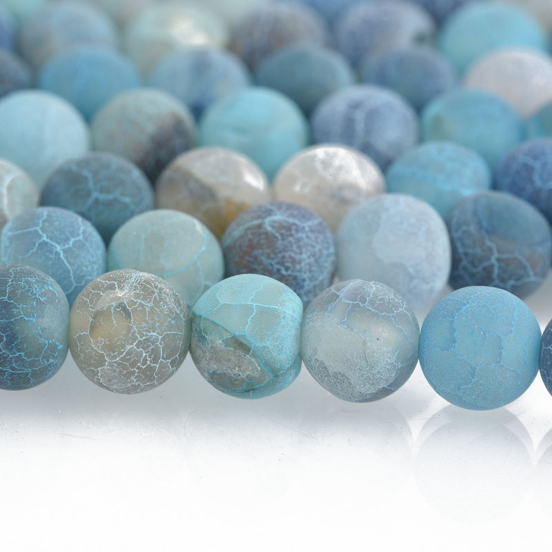 8mm blue matte agate gemstone beads