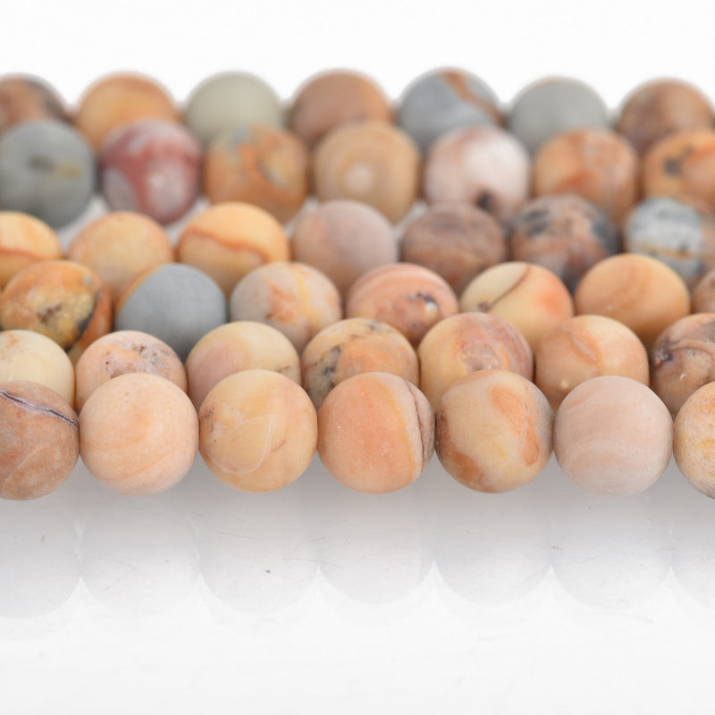 6mm Round Matte LAGUNA LACE AGATE Beads, Natural Gemstones, full strand, 65 beads, gag0368