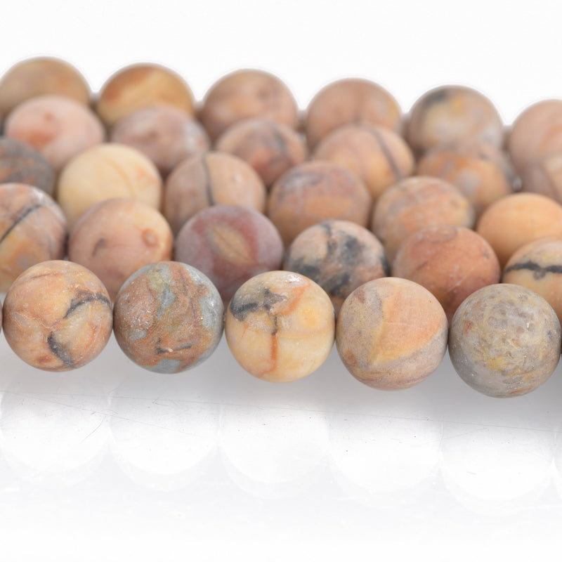 8mm Round Matte LAGUNA LACE AGATE Beads, Natural Gemstones, full strand, 47 beads, gag0369