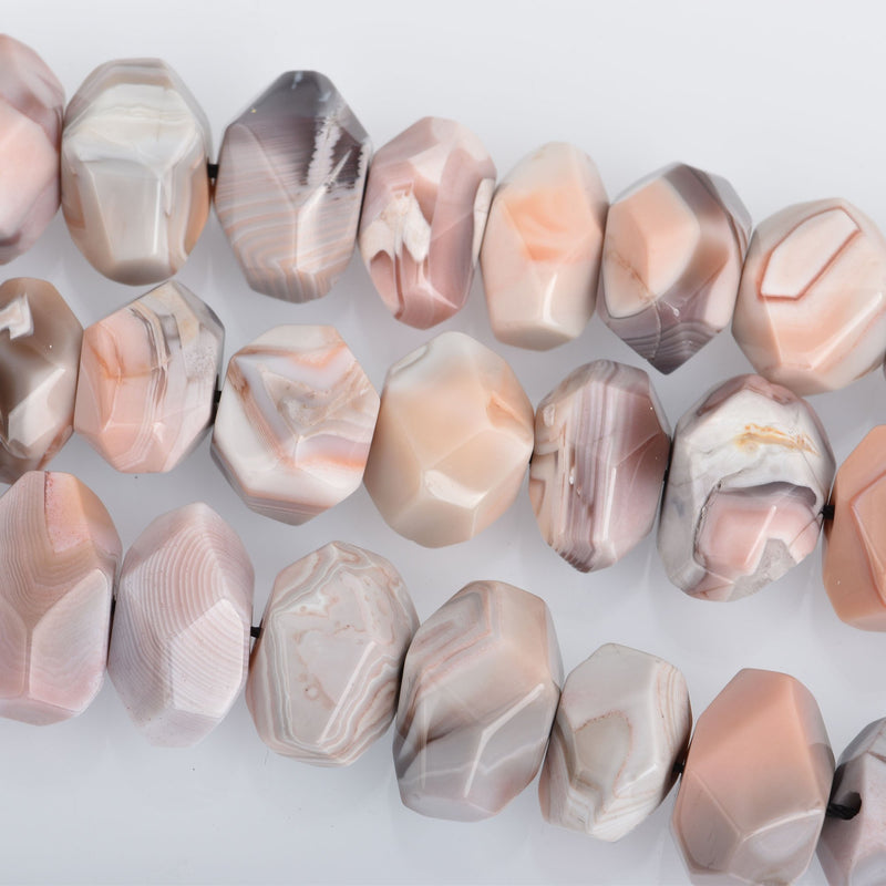 20mm Pink BOTSWANA AGATE Gemstone Beads, NUGGET, Natural Pink Peach Color, 30 beads, gag0374