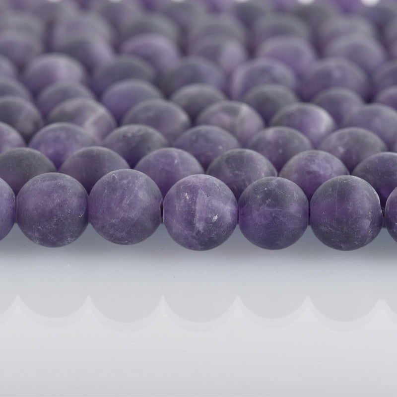 8mm PURPLE Frosted AMETHYST Round Beads, Matte Natural Gemstone Beads, full strand, about 50 beads, gam0030