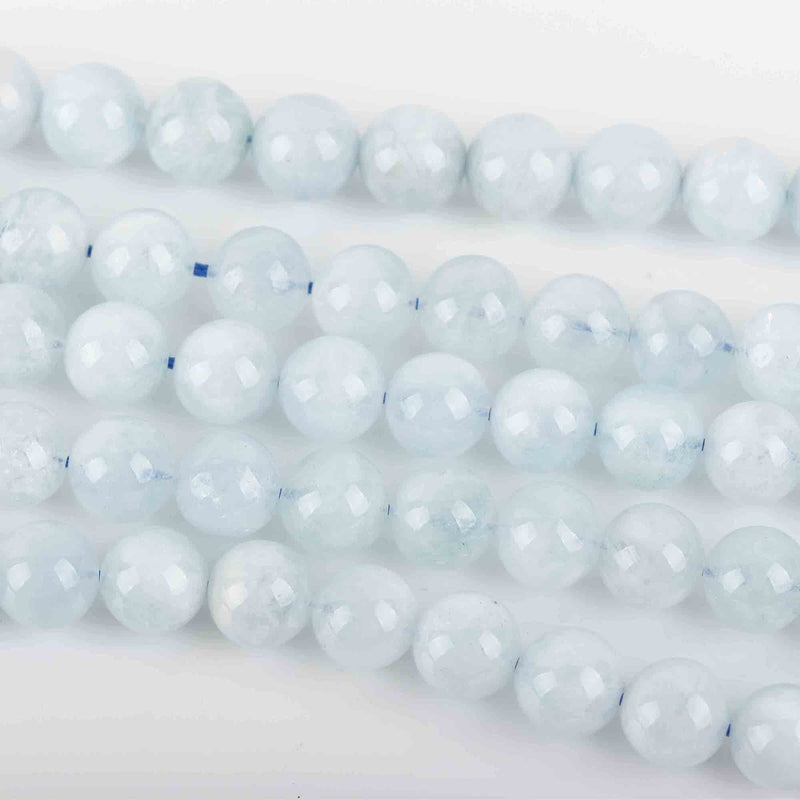 8mm Light BLUE AQUAMARINE Round Beads, Natural Gemstone Beads, full strand, about 50 beads, gaq0010