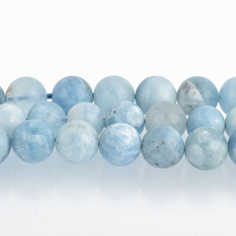 8mm Matte BLUE AQUAMARINE Round Beads Natural Gemstone x50 beads gaq0013