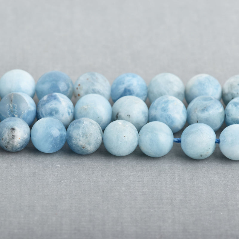 6mm Matte BLUE AQUAMARINE Round Beads Natural Gemstone full strand 65 beads gaq0014