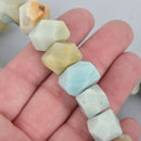 4 Large Faceted BLUE GREEN AMAZONITE Beads, polished nuggets . Natural Gemstones gaz0002