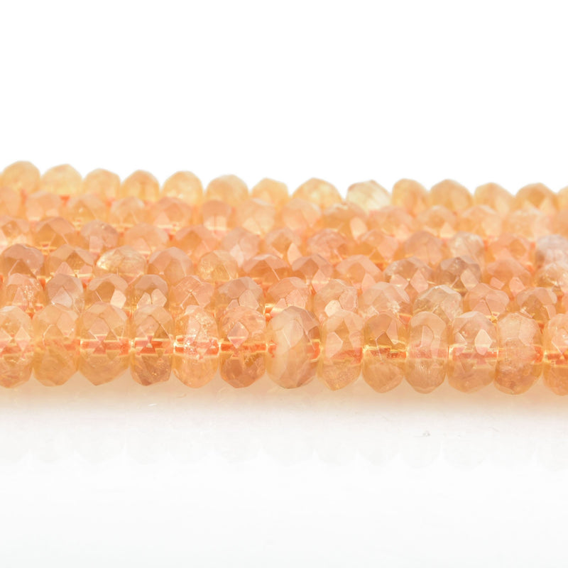 8mm Grade A Faceted CITRINE QUARTZ Rondelle Beads Natural Gemstones Half Strand, 42 beads gct0002