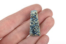 Blue and Gold Quartz DRUZY Drusy Pendant Beads, spike stick shape, top drilled, 3/4" to 2-3/8" long full strand, 18 beads, gdz0066b
